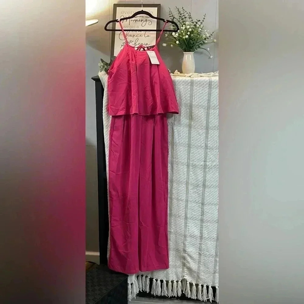 PrettyGarden Pink Jumpsuit NWT with Pockets Size Small